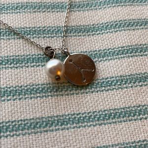 Silver necklace with pearl and cancer zodiac star